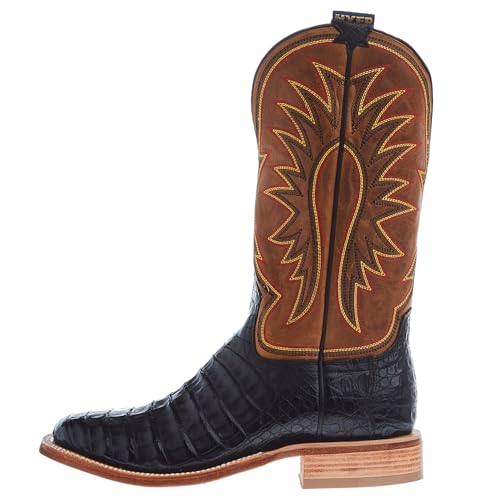 Hyer Mens Big Bow Black Caiman 13 In Vintage Goat Top Cowboy Boot