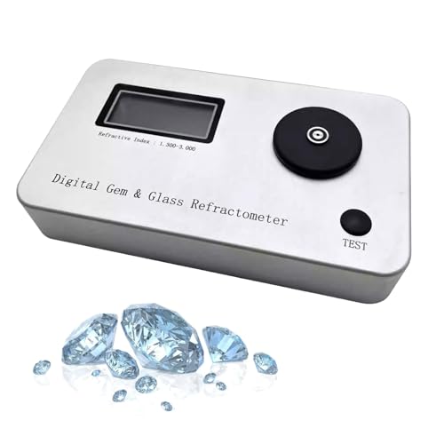 Gemstone Tester, Digital Gemstone Refractometer, Jewelry Tester Identification Tool, Gemstone Refractometer with LCD Display, Refractive Index 1.300-3.000, Measuring Accuracy 0.001, for Jewelry, Jade