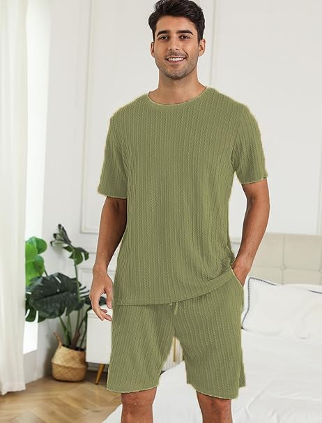 Image of Zilcon Men's 2 Pieces Outfits Casual Quarter Zip Polo Shirt and Shorts Set Athletic Jogging Summer Tracksuit