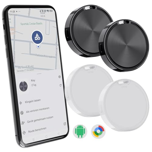 CooAoo Air Tag Android Tracker, Schlüsselfinder kompatibel mit Google Find Hub (NUR Android) Mini Tracker Android Smart Tag ohne Abo Bluetooth KeyFinder für Koffer, Schlüssel, Gepäck,Taschen, 4er Pack