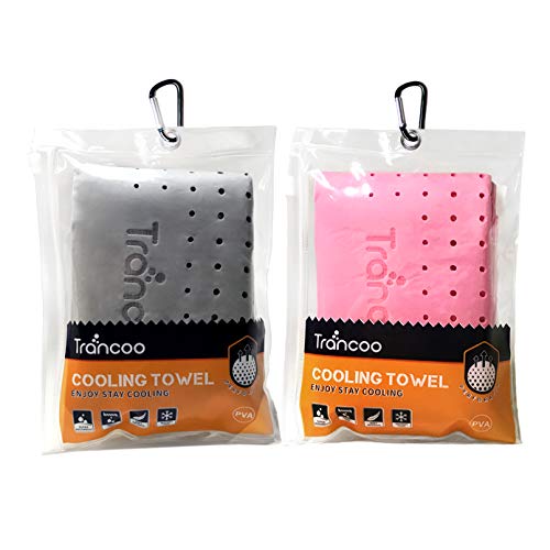 Image of Trancoo 2 Packs PVA Cooling Towel(33"X7.85",Perforated Instant Evaporate Towel, PVA Cooling Scarf,Sweat Rags for Workout, Gym Towel, Neck Warp Sports Towel for Running, Hiking,Swimming Golf