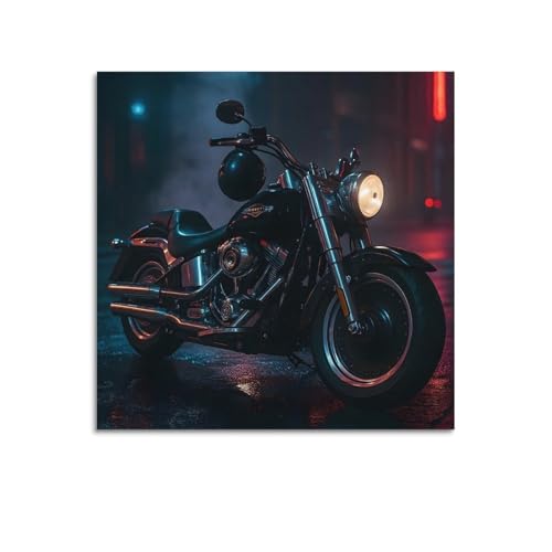 POKKMNJB Poster de moto Harley Davidson Cafe Racer Street Bike - Impression sur toile - Décoration d'intérieur pour chambre à coucher, salon - 30 x 30 cm -...