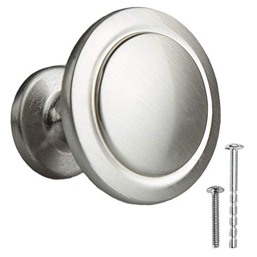 Satin Nickel Kitchen Cabinet Knobs - 1 1/4 Inch Round Drawer Handles