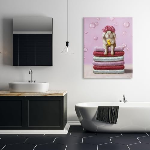 Image of Baby Rabbit Bath Towels Soap, 36 x 48 Inch Canvas Wall Art