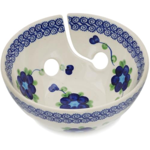 Polmedia Polish Pottery Blue Poppies Yarn Bowl