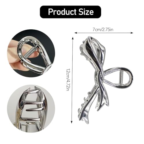 Pinzas de cabello plateadas de metal para cabello grueso miniatura 2