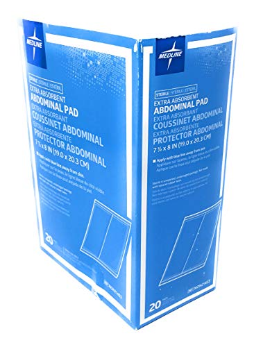 Medline Medline Abdominal (abd) sterile 8x7.5 Pads - Box of 20 Pads, 13.6 Ounce