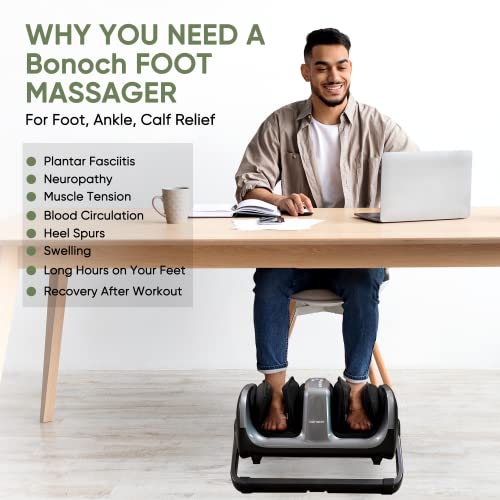 Bonoch Shiatsu Foot Massager Machine With Heat, Foot And Calf Massager With Remote, 3 Intensity Heat Therapy Kneading Air Compression, Foot Massager For Plantar Fasciitis Neuropathy Blood Circulation #TOP5