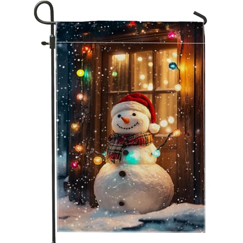 Bandera de jardín muñeco de nieve de invierno, bandera colorida para decoración de vacaciones, diseño de doble cara para decoración de césped de Navidad, decoraciones exteriores festivas, 30,5 x 45,7