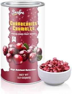 Freeze Dried Cranberries Pieces, Frozen Cranberries, No Added Sugar, 100% Natural, Freeze Dried Fruit for Cooking, Cereal, Yogurt, Drinks, 3OZ/85G