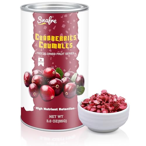 Freeze Dried Cranberries Pieces, Frozen Cranberries, No Added Sugar, 100% Natural, Freeze Dried Fruit for Cooking, Cereal, Yogurt, Drinks, 3OZ/85G