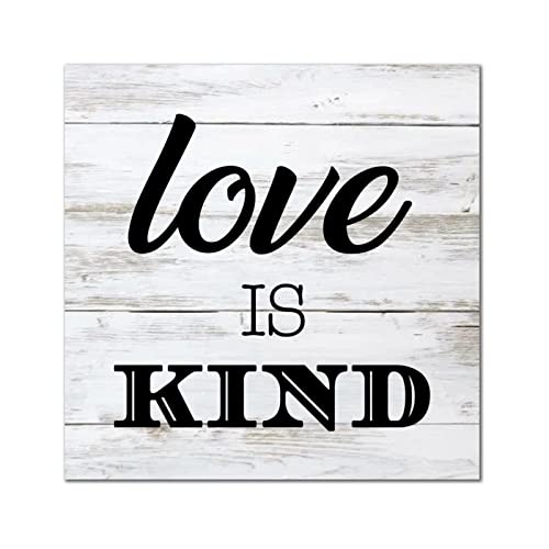 Plaque murale en bois Love is Kind 35x35 cm décor rétro - 2