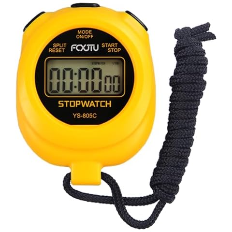 FCXJTU Simple Stopwatch Timer, Single Lap Stopwatch Countdown Timer, No Hourly Beep, On/Off, AAA Battery(Included), Large Display, Easy to Use, Ideal Sports Stopwatch for Kids Coaches Yellow Cover