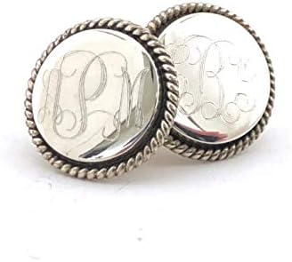 Sterling Sterling Silver Rope Edge Monogram Earrings Nautical Sty...