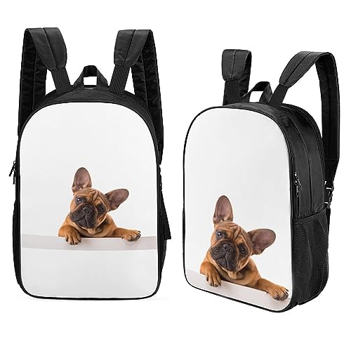HUGS IDEA Rucksack Französische Bulldogge Grau | Kordelzug, Polyester | 34 X 41 Cm
