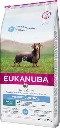 Eukanuba Daily Care Weight Control für kleine & mittelgroße Rassen - Fettarmes Hundefutter zum Gewichtserhalt oder Diät bei Übergewicht, 15 kg