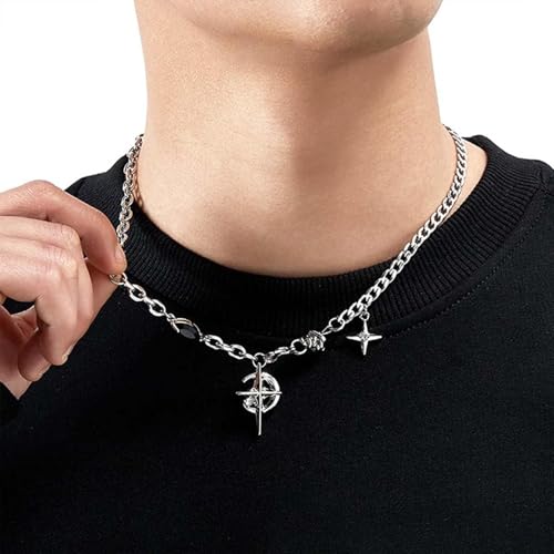 Image of 2 Pcs Cross Necklace Set, Y2K Aesthetic Gothic Jewelry for Men and Women, Punk Style Accessories for Music Festivals and Concerts