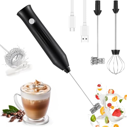 Consejos para Comprar batidoras economicas al mejor precio. 48 ANNA TOSANI Batidora de Leche Espuma 2 en 1 Espumador de Leche Electrico de Mano 3 Velocidades Ajustable USB Recargable Mini Batidora con 2 Cabezas para Huevos Café Lattes...