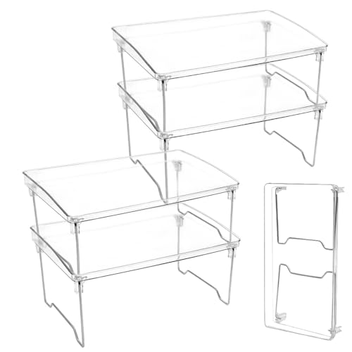Zoyiancy 4 unidades apilables de almacenamiento de cocina, estante de almacenamiento de cocina, organizador plegable para especias, estante de cocina, estante de plástico para el hogar, cocina