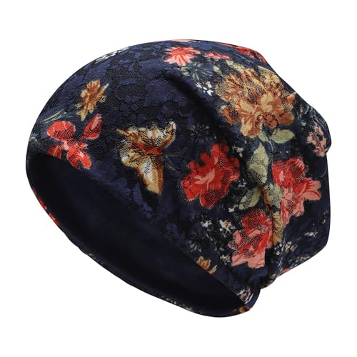 Bonnet d'hiver pour femme idéal pour le ski et les sorties en ville fleur