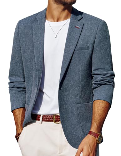PJ PAUL JONES Sommer Sakko Herren Sportlich Anzugjacke Jackett für Herren Regular Fit Jeansblau XL