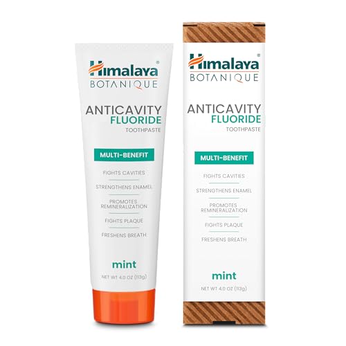 Image of Himalaya Botanique Anticavity Fluoride Toothpaste, Mint, 4 oz, 2 Pack | Fluoride Toothpaste, Multi-Benefit Support, Fights Cavities, Remineralizes & Strengthens Enamel, No SLS or Titanium Dioxide