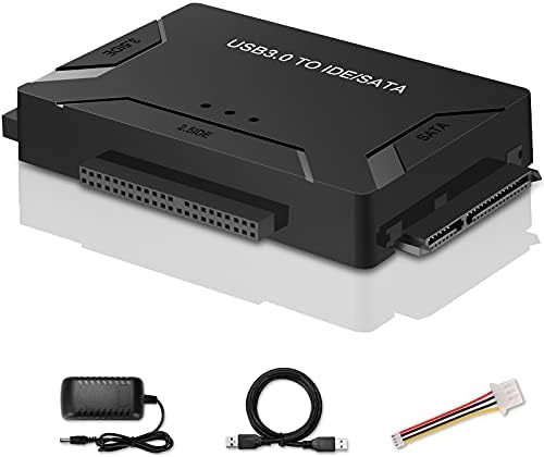 EYOOLD USB 3.0 to IDE/SATA Hard Drive Adapter, External Converter for 2.5" 3.5" IDE SATA HDD SSD DVD Optical Drive, Universal Hard Drive Reader w/12V 2A Power Supply Support 6TB