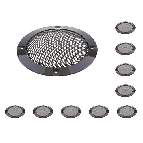 3 Set Griglie Per Altoparlanti RV Da 10,2 Cm – Coperture Per Subwoofer In Metallo E ABS, Nere, Con Viti - 2