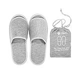 haozaikeji Portable Slippers Foldable Flat Spa Slipper Flight Trip Shoes Home Guest Cotton Slipper Open Toe Hotel Shoe with Storage Bag