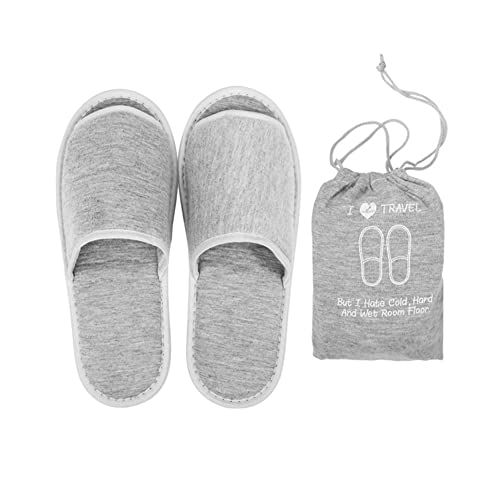 haozaikeji Portable Slippers Foldable Flat Spa Slipper Flight Trip Shoes Home Guest Cotton Slipper Open Toe Hotel Shoe with Storage Bag