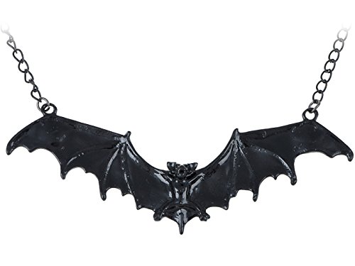 Alilang Frightening Halloween Enamel Paint Flying Bat Metal Chain Pendant Necklace