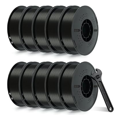 Kingroon PETG 3D Printer Filament, 10 Rolls, Dimensional Accuracy +/- 0.03 mm, 10kg Spool(22lbs), 1.75 mm, Black