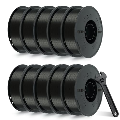 Image of Kingroon PETG 3D Printer Filament, 10 Rolls, Dimensional Accuracy + /- 0.03 mm, 10kg Spool(22lbs), 1.75 mm, Black