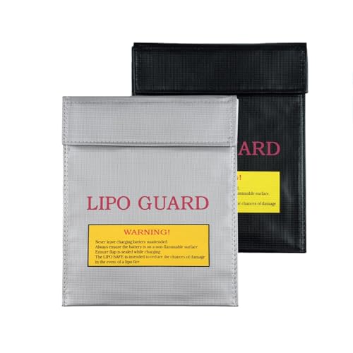 2 Pièces Pochette Anti-Feu et Étanche pour Batterie Lipo, Sac Ignifuge pour Documents, Bijoux et Objets de Valeur (22,5 × 18,5 cm)