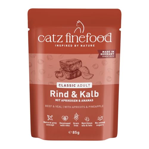 catz finefood CLASSIC Rind & Kalb Katzenfutter nass, 16 x 85g Pouch – Ansicht 1