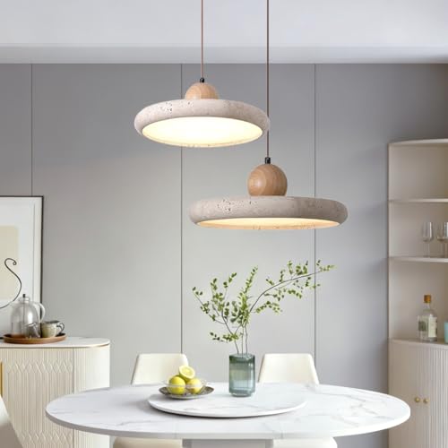 Lampe Suspendue En Travertin Jaune au style Wabi-Sabi unique pour une élégance naturelle