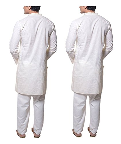 Kurta pura de algodón premium conjunto blanco de pijama tradicional dos piezas 4