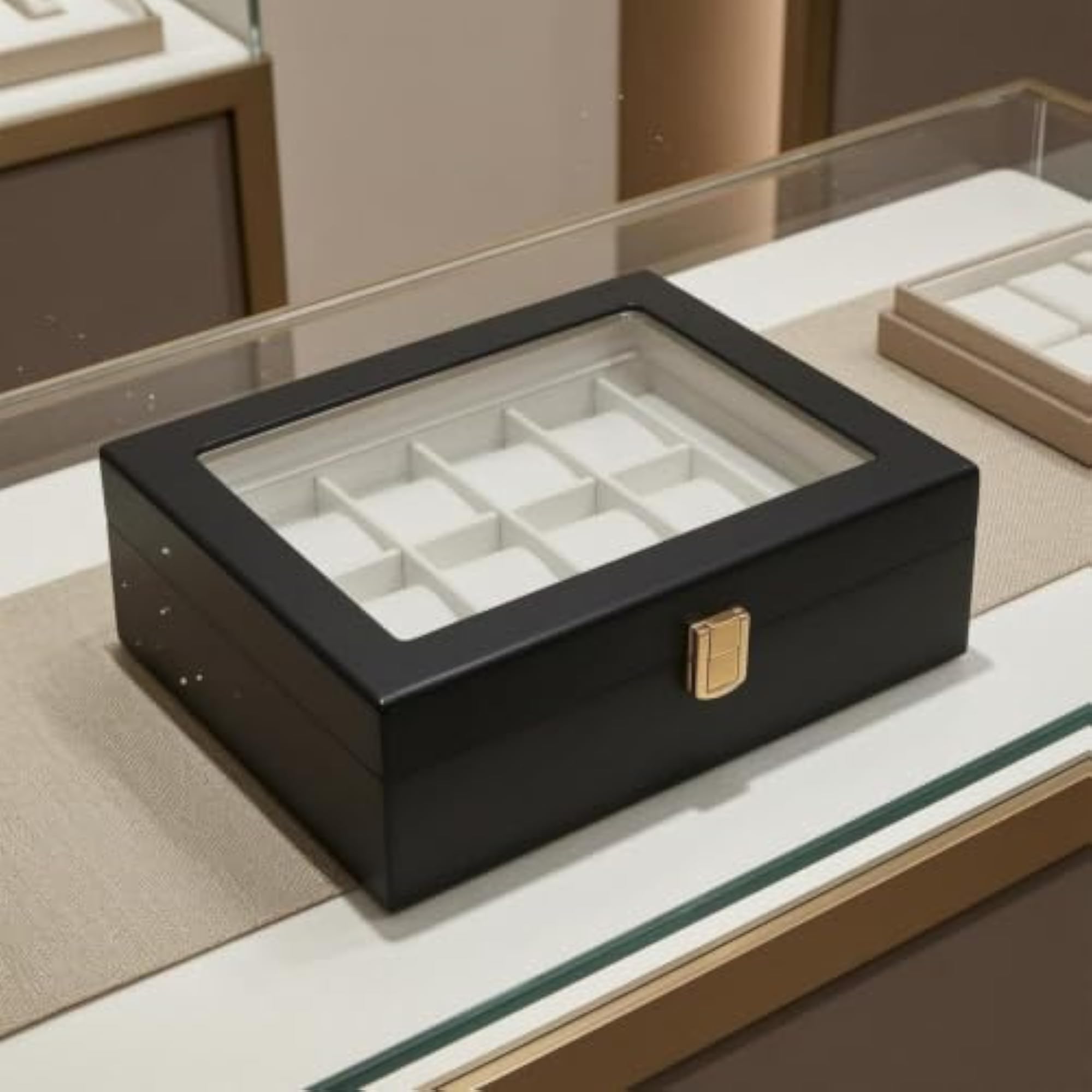 Matte Black Watch Storage Box with 10 Slots