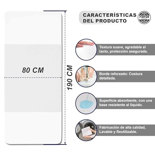 Miniatura 2 de Pimpam Factory Travesero Protector Colchon Impermeable De Algodón 80 X 190cm Fabricado En España - Protector De Colchón Para Mayores, Niños Y Bebés - Entremetidas Lavables