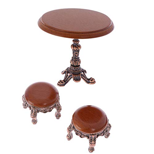 CoscosX 1:12 DIY Dollhouse Wooden Kitchen Side Table and Stools European Style Round Dining Table with 2 Chairs Model Little Dolls House Table and Chair Set Miniature Doll House Furniture Accessories CoscosX 1:12 DIY Dollhouse Wooden Kitchen Side Table and Stools European Style Round Dining Table with 2 Chairs Model Little Dolls House Table and Chair Set Miniature Doll House Furniture Accessories