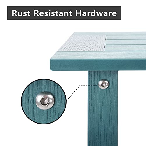 Hanekuc Double Adirondack Side Table Weather Resistant,Outdoor Rectangular End Table For Adirondack Chair, Blue #TOP4