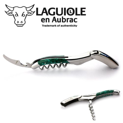 Laguiole En Aubrac Corkscrew Sommelier Waiters Knife 3 Functions Som99Pmi Malachite Handle, Stainless Steel Shiny #TOP5