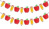 VILIFEVER 2 Pieces Pencil Apple Banner Garland Back to School Decorations