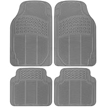 BDK 3-Piece Gray Rubber Floor Mats Front + Rear, Heavy Duty Universal Fit Liners for Cars SUVs Trucks Vans, All Weather Protection Anti-Slip Nibs, Flexible Contours Fits Most Vehicles
