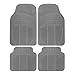 BDK All Weather Rubber Floor Mats for Car SUV & Truck - 4 Pieces Set (Front & Rear), Trimmable, Heavy Duty Protection (Grey)