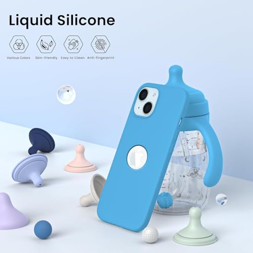 Image of Elzzi Microfiber Logo Cut Cover Compatible for iPhone 15 Case Liquid Silicone Cases Non-Slip Full Body 4 Layer Protective Covers Shockproof Back Cover with High Raised Camera Lips (6.1 inch, Aqua)
