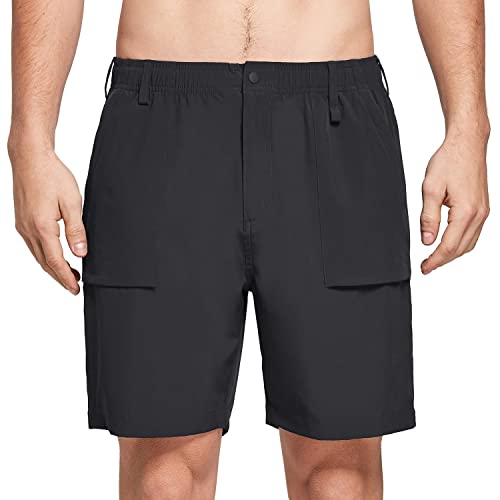 Baleaf Men's 7" Casual Shorts For Summer Elastic Waist Quick Dry Lightweight Short With Cargo Hiking Fishing Black Size L #TOP1