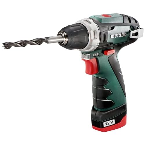 Metabo 600079500 Akku-Bohrschrauber klein PowerMaxx BS 10.8V, 1x 2Ah Li-Ion Akku, inklu. Ladegerät, in Werkzeugtasche, max. Drehmoment: 17Nm (weich)/ 34Nm (hart)