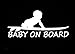 CCI Baby On Board Surf Funny Decal Vinyl Sticker|Cars Trucks Vans Walls Laptop|White |3.0 x 6.5 in|CCI1655