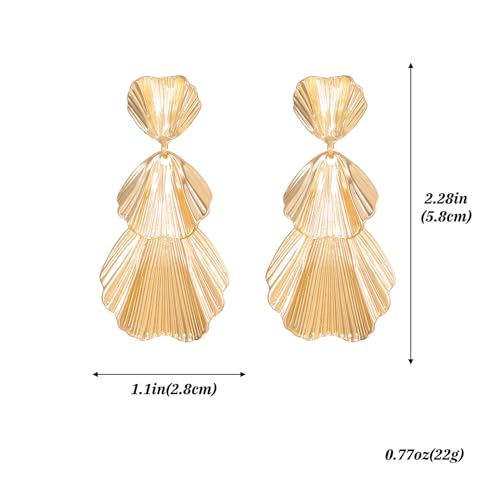 HETICA Gold Leaf Dangle Earrings for Women, Fashion Exaggerated Multi Layer Leaf Stud Earrings Vintage Statement Earrings Jewelry2